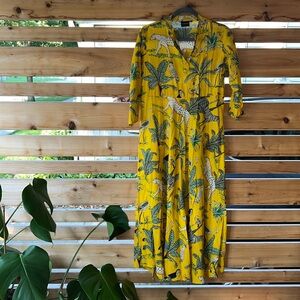 Yellow Long-Sleeved Dress, Jungle Print